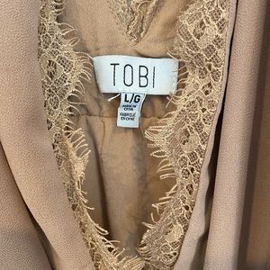 Abegayle Plunging Maxi Dress in Taupe